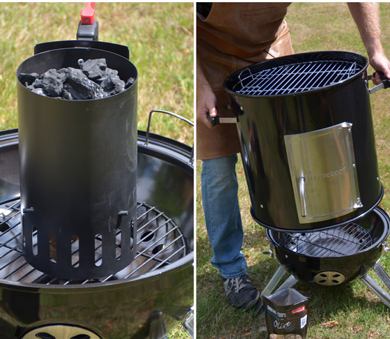 Mise en marche du fumoir à eau Barbecook avec une cheminée d'allumage