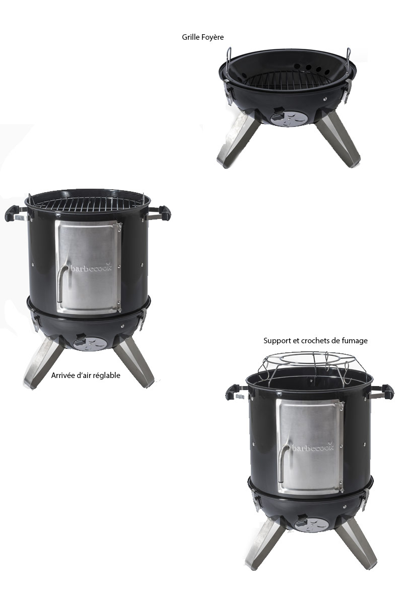 Caractéristiques et vues du fumoir Oscar Small Barbecook
