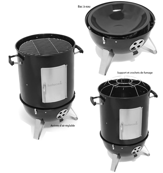 Différentes utilisation du fumoir M pour fumage vertical, horizontal et barbecue d'appoint