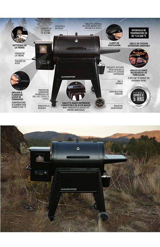 Fonctionnalités barbecue à pellets Navigator 850