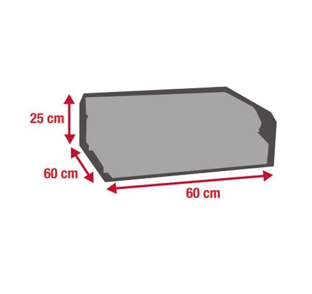 Dimensions de la housse de protection pour plancha à 2 brûleurs, largeur 60 cm Esprit Barbecue