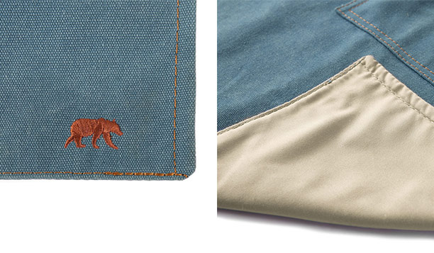 Doublure et finition du tissu du tablier n°325 denim foncé Alaskan Maker