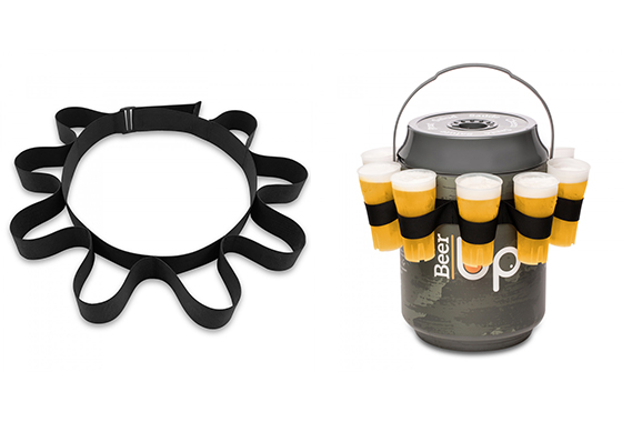 Ceinture porte verre seule et installée sur la tireuse Beer Up avec les verres réutilisables.