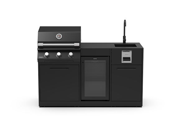 Cuisine extérieure Lite Série 300 en acier noir Brabura vue d'ensemble
