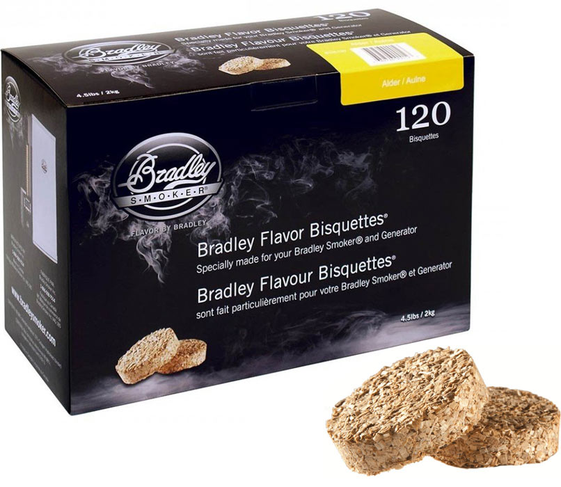 Boîtes de 120 bisquettes Aulne packaging Bradley Smoker