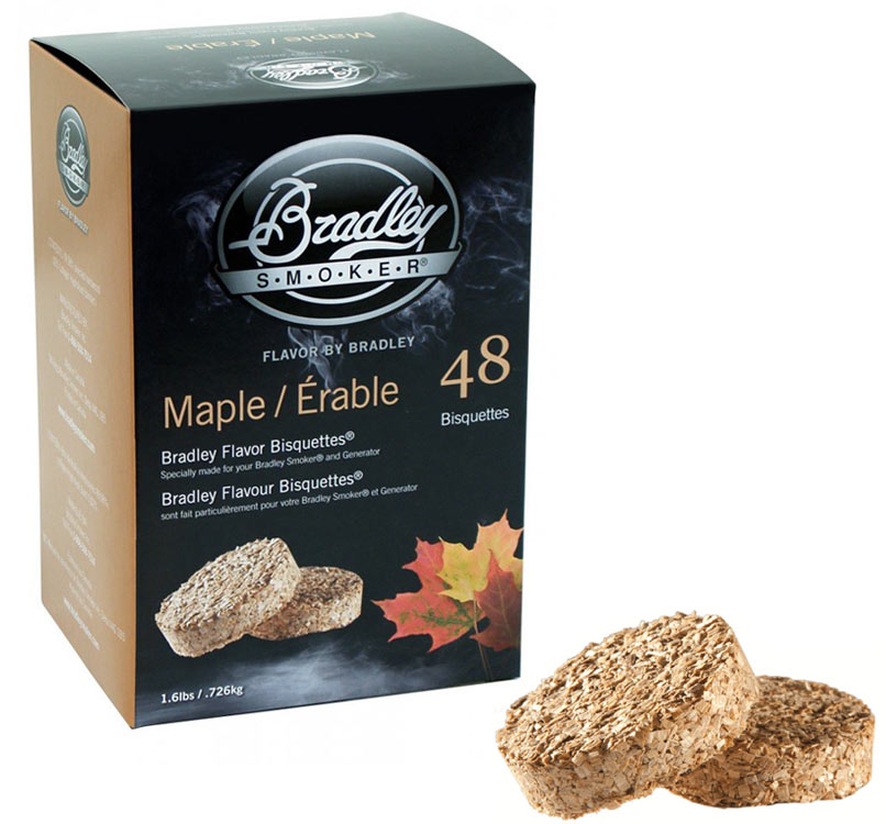 Boîtes de 48 bisquettes Erable packaging Bradley Smoker