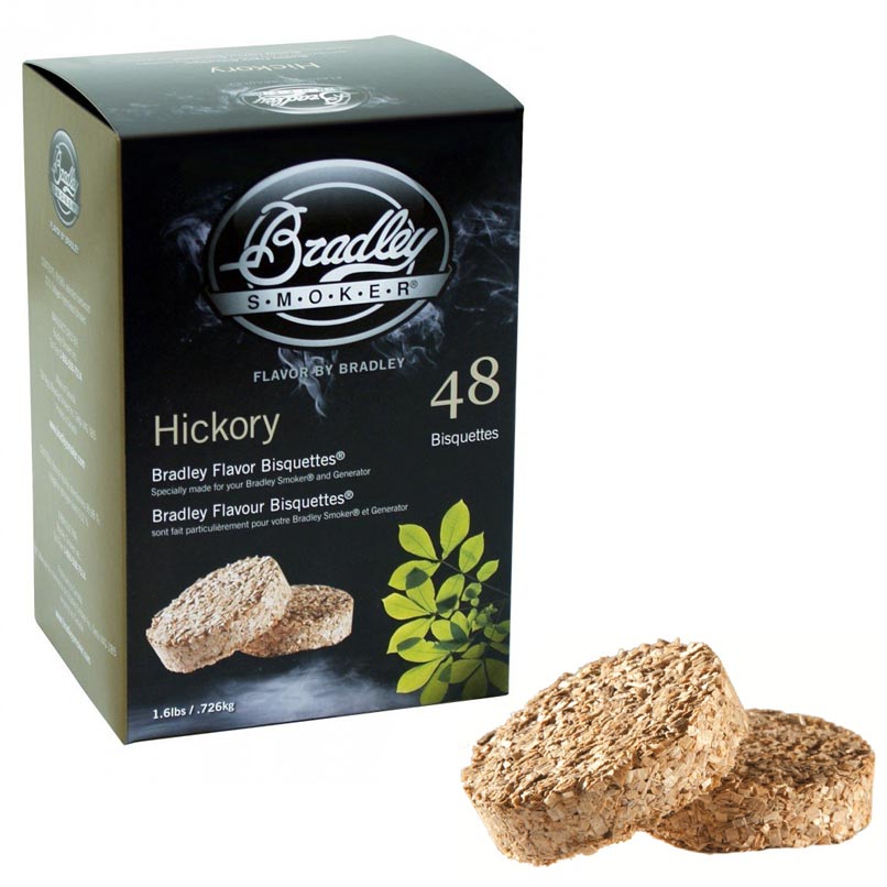 Boîtes de 48 bisquettes Hickory packaging Bradley Smoker