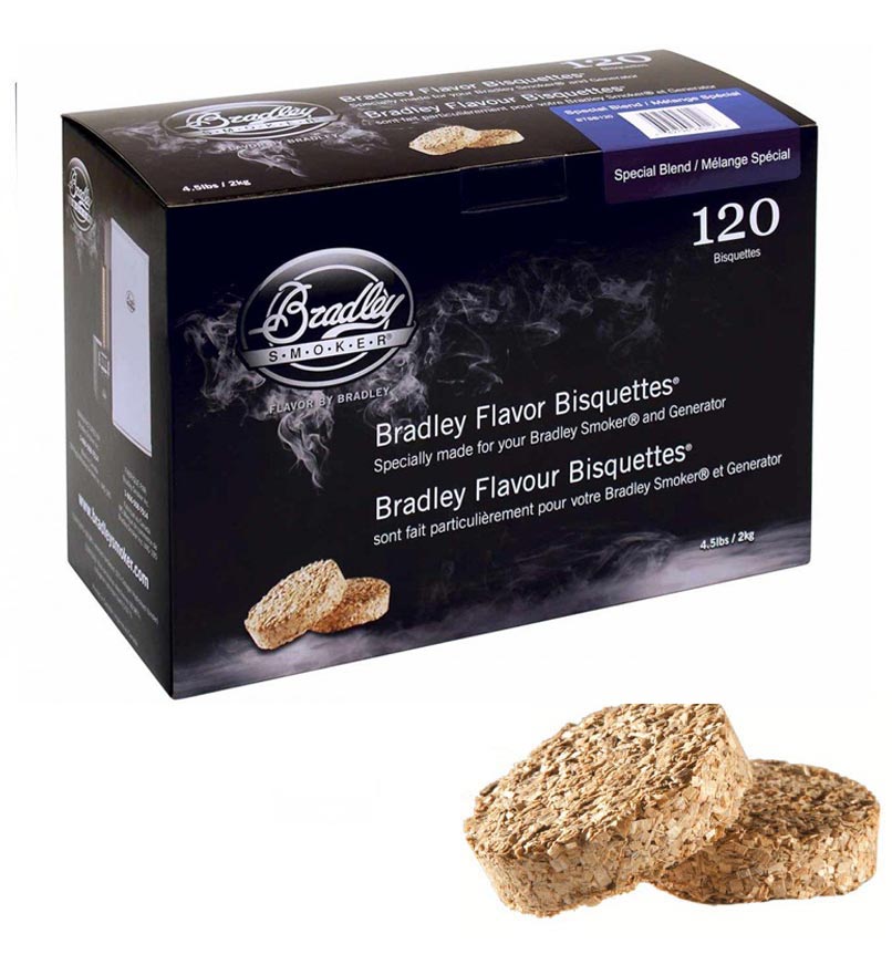 Boîtes de 120 bisquettes Mélange Spécial packaging Bradley Smoker