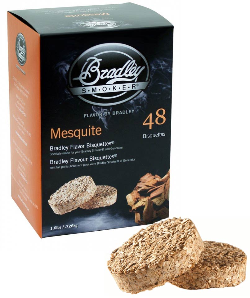 Boîtes de 48 bisquettes Mesquite packaging Bradley Smoker