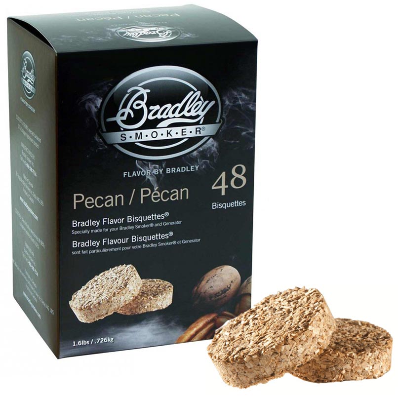 Boîtes de 48 bisquettes Pécan packaging Bradley Smoker