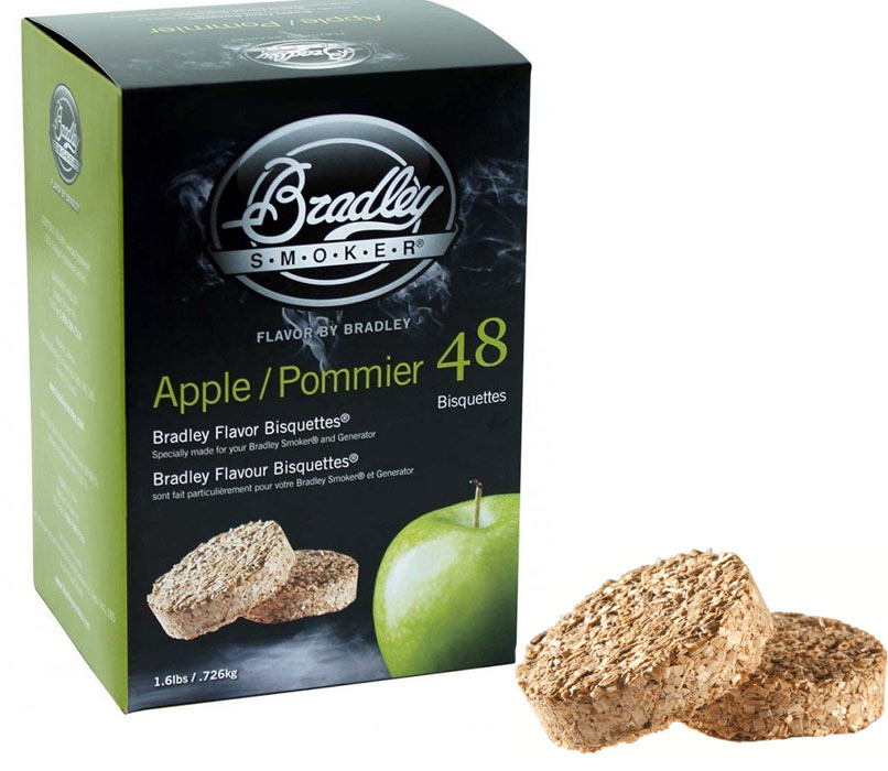 Boîtes de 48 bisquettes Pomme packaging Bradley Smoker
