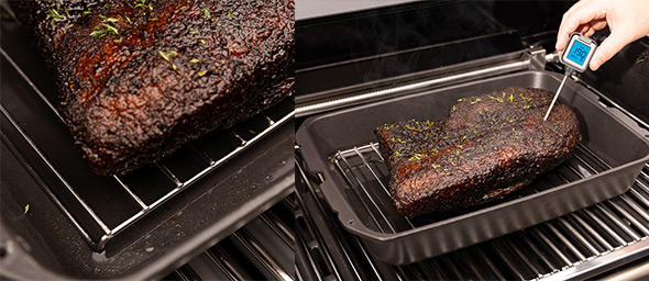 Zoom sur la grille en inox de la grande cocotte Broil King