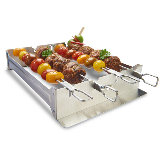 Support 4 Brochettes en Inox + 4 pics doubles Broil King