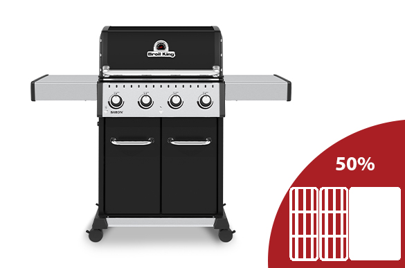 Barbecue Baron 420 Broil King avec surface de cuisson mixte plancha + grille