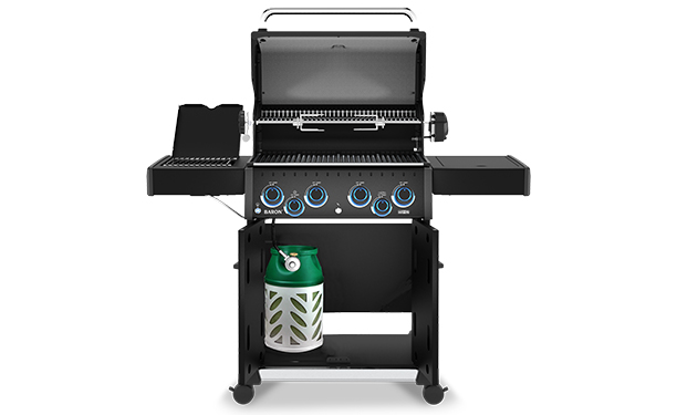 Emplacement pour la bouteille de gaz dans le barbecue Broil King Baron 490 Shadow IRX