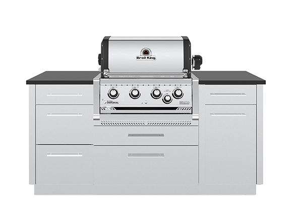 Barbecue Imperial S 470 encastré dans un élément de cuisine extérieur Built In Broil King