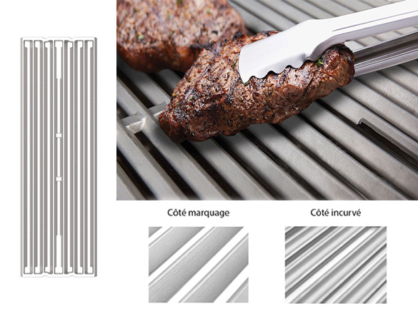 Grille en fonte d'inox Broil King avec côté incurvé et côté marquage