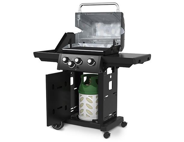 Toutes les couvercles et portes ouvertes sur le barbecue gaz Royal 340 Shadow Broil King