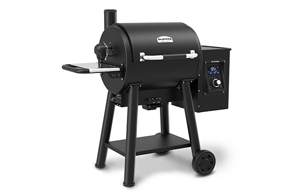 Vue latérale droite du barbecue Regal Pellet 400 couvercle fermé