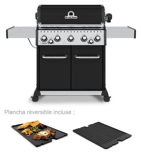 Barbecue Gaz Baron 590 + plancha fonte révesible incluse