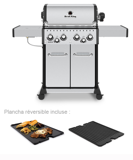 Barbecue Gaz Baron S 490 IR + plancha fonte révesible incluse
