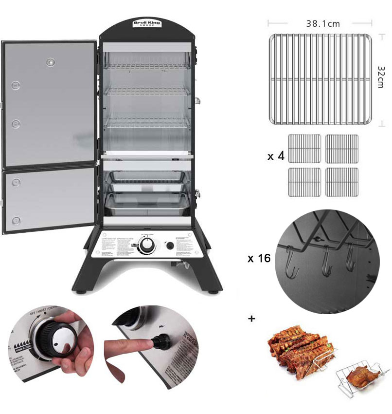 caractéristiques techniques du fumoir Smoke au gaz Broil King