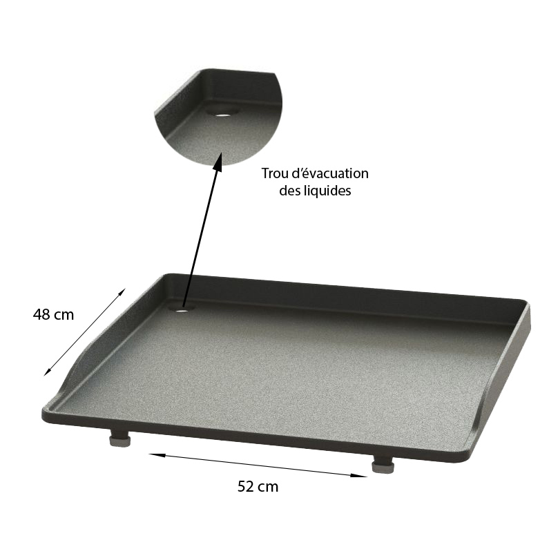 Caractéristiques et dimensions de la plancha en fonte grand modèle barbecue Meridian Cadac