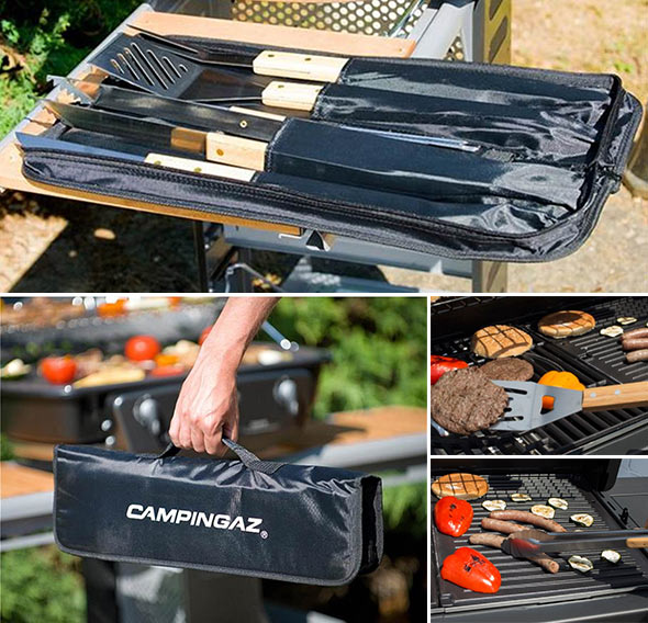 Sacoche 5 ustensiles pour barbecue Campingaz en bambou