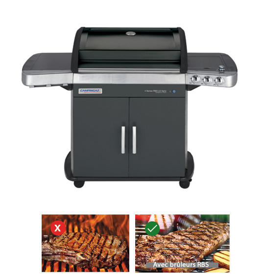 Surface en Deux Parties Barbecue cms Grill Coffre Passe au Lave-Vaisselle résistant Argent/Noir 171 x 61 x 148 cm CAMPINGAZ 2000022423 Barbecue à gaz 3 Series RBS LS avec 11,7 KW 