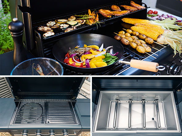 Système Culinary Modular utilisé + vue sur les brûleurs tubulaires en inox