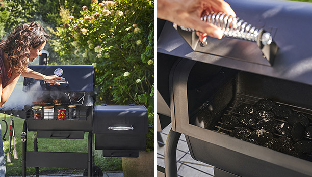 Installation du Charcoal 2GO Char-Broil en mode fumoir sur un barbecue Charcoal Medium Char-Broil