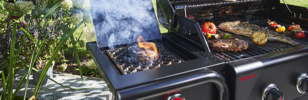 Brûleur Sear Zone allumé du barbecue Gas2Coal Char-Broil 3B Special Edition