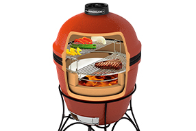 Surface de cuisson sur plusieurs niveaux dans barbecue kamado