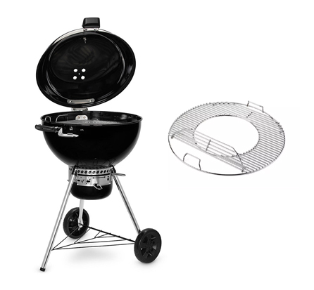 Barbecue Master-Touch GBS Premium 5770 charbon Weber avec couvercle ouvert et grille