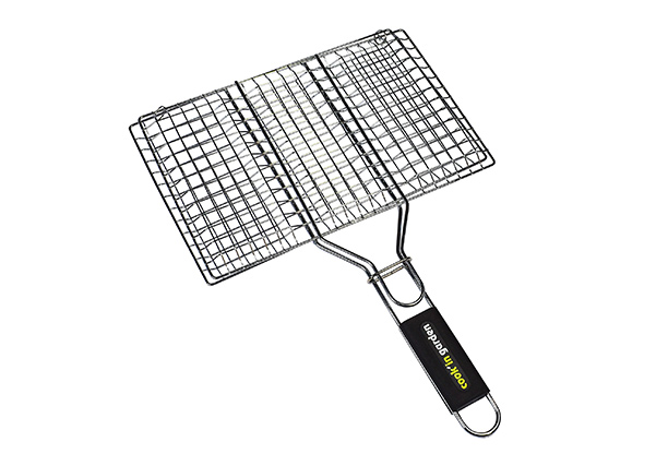 Grille barbecue steaks L 34 x P 22 cm acier chromé Cook'in Garden avec poignée soft-touch