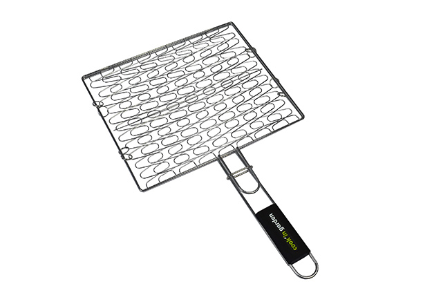 Grille barbecue steaks L 34 x P 28 cm acier chromé Cook'in Garden avec poignée soft-touch