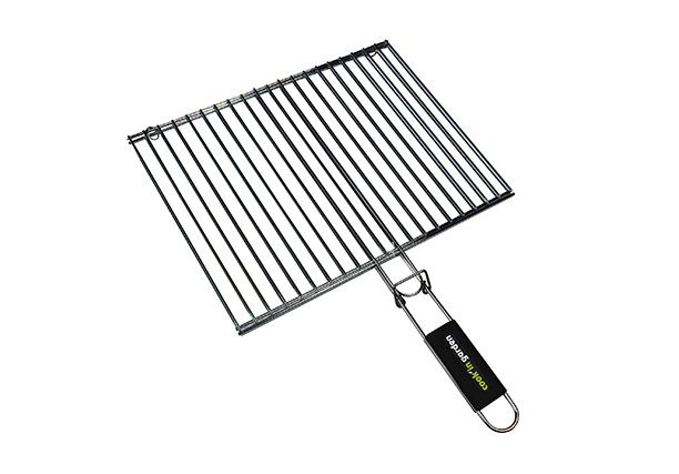 Grille barbecue double L 40 x P 30 cm acier chromé Cook'in Garden avec poignée soft-touch