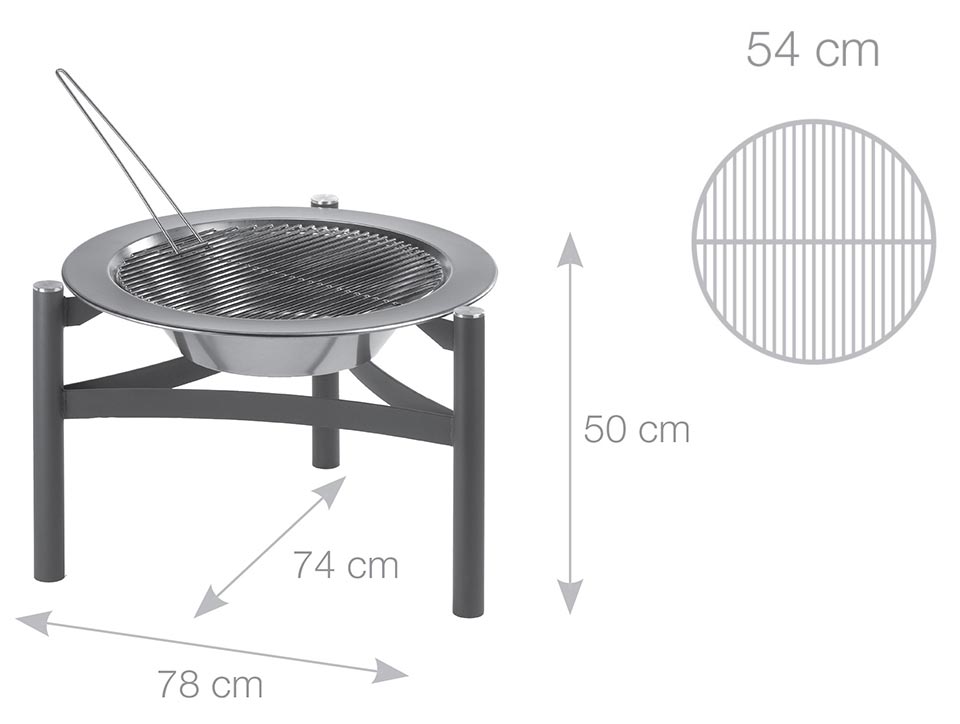 Caractéristiques du brasero en inox Dancook 9000