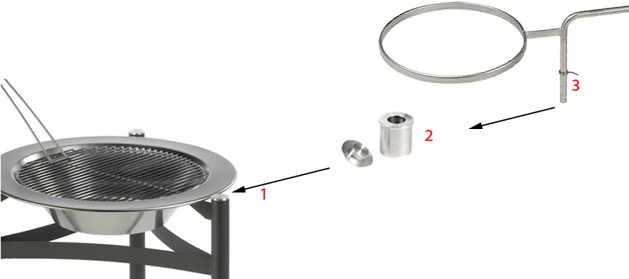 Schéma explicatif pour installer le support pivotant Dancook 9000