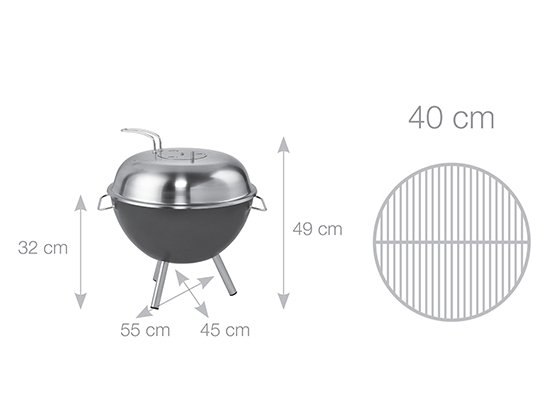 Dimensions Petit barbecue à charbon 1300 et grille - Dancook