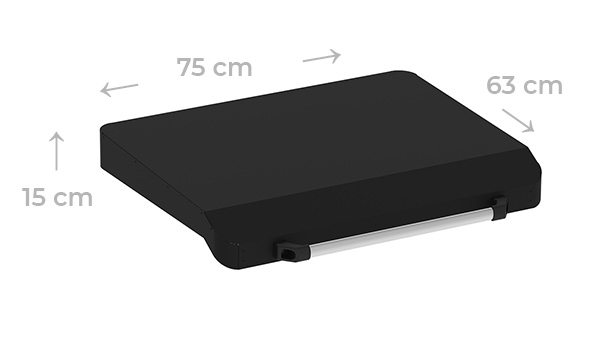 Dimensions du capot pour plancha Fusion 75 en acier noir galvanisé thermolaqué