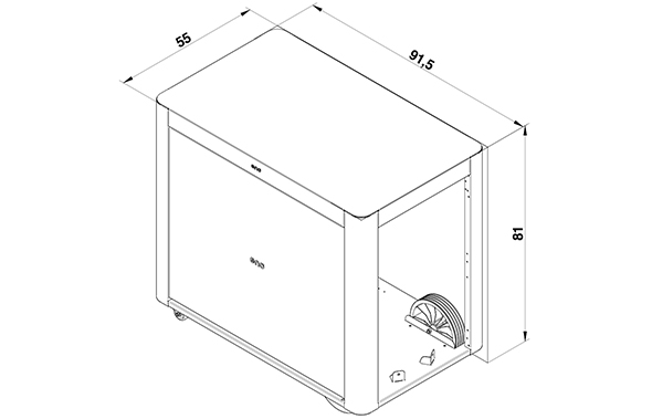 Schéma et dimensions du chariot Achille ENO avec 2 rideaux