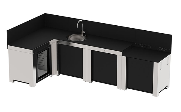 Cuisine extérieure Comfort 4 modules inox et noir ENO