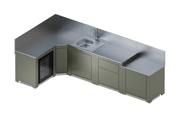 Cuisine extérieure Comfort 5 modules inox et sauge ENO