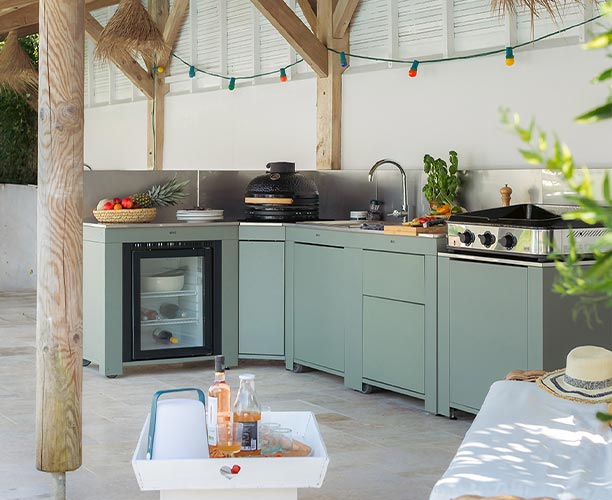 Cuisine extérieure Modulo Sauge ENO avec modulo d'angle pour kamado