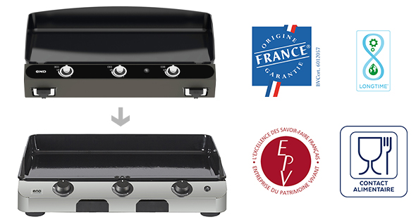 Label, certifications et comparaison de la plancha Fusion 75 inox marin et Bergerac 75 ENO