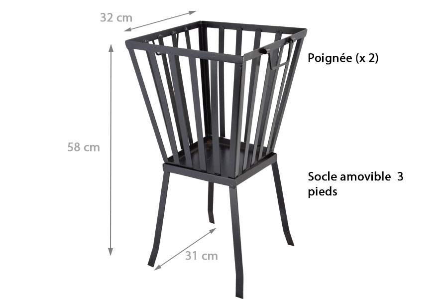 Esschert - Brasero fonte sur socle granito L.68 x l.95 x H.60 cm