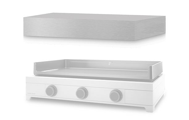 Capot en inox satiné sur charnières pour plancha Modern 75 Forge Adour