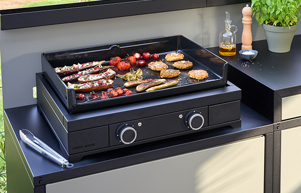 Cuissons sur la plancha électrique Modern 60 acier noir Forge Adour