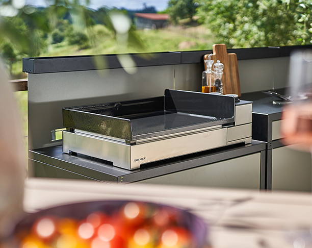 Plancha Premium 60 inox sur module Forge Adour